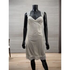 Vintage Bally Ivory Satin Lace Slip Dress Nightgown Size 42‎ Large
